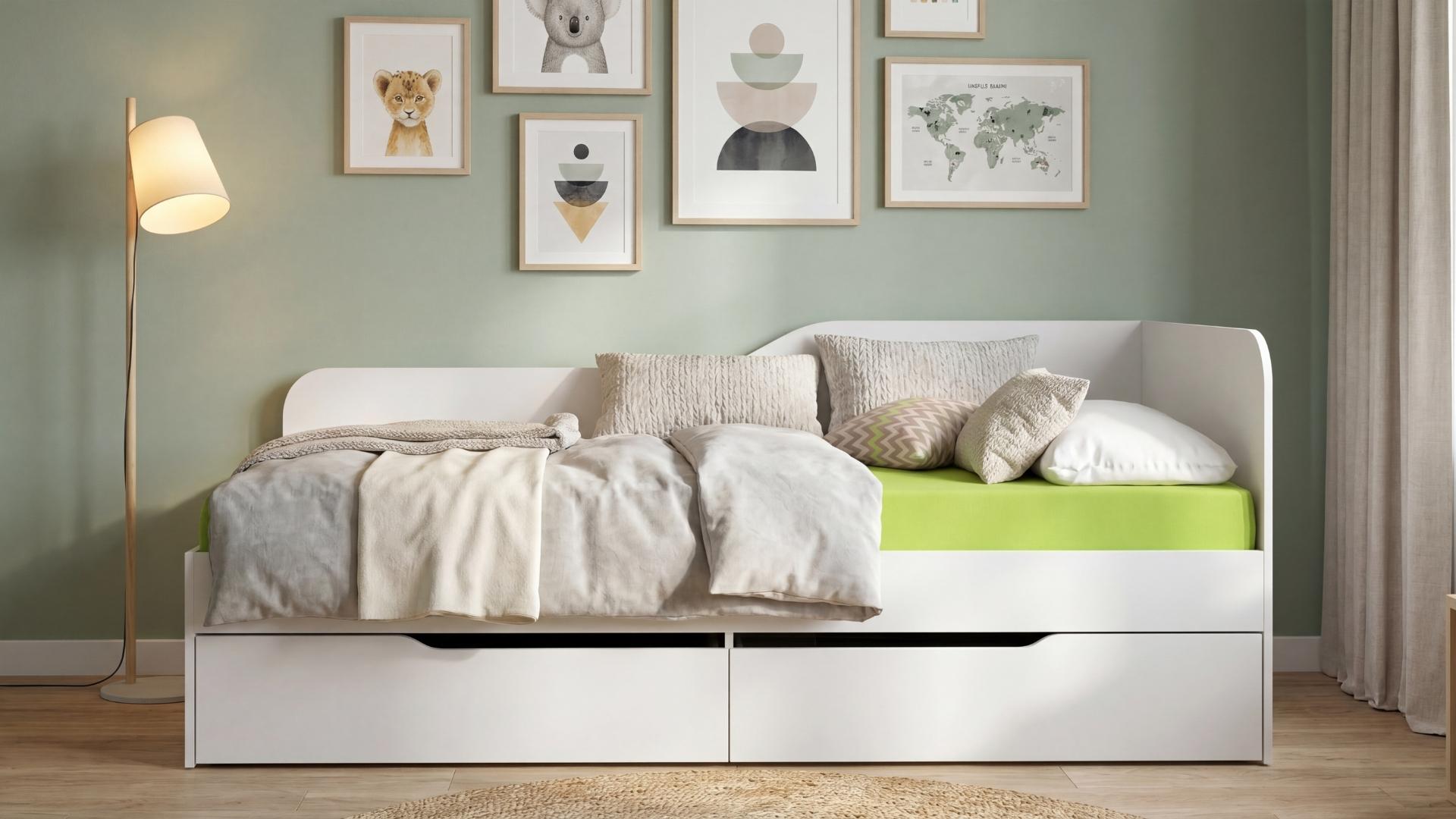 Bed + drawers for mattress 90/200 Amiko, white  2